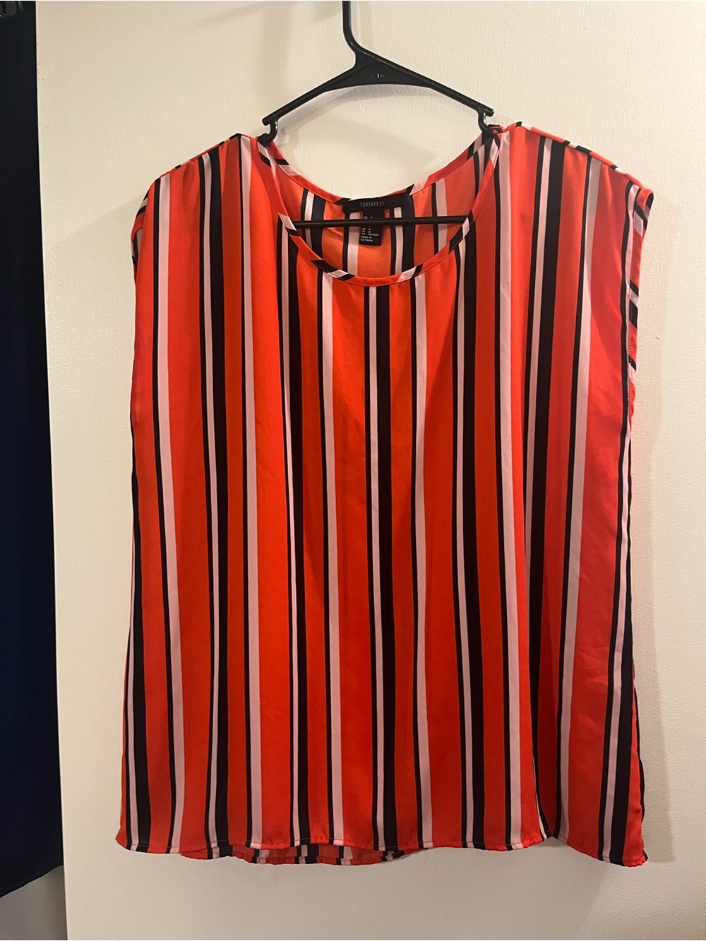 Forever 21 Red, Black & White Striped Sleeveless Tunic